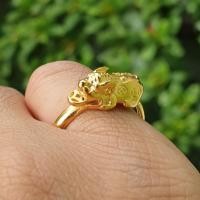 ราคา แหวน ปี่เซี่ยะ คาบเหรียญทองและทองฝังเพชร ชุบทองแท้ไมค่อน24K งานเกรดพรีเมี้ยม สวยหรูมาก ฟรีไซด์ใส่ได้ทุกขนาดนิ้ว (3835170857)