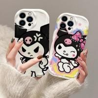 ราคา Kuromi อะนิเมะ Wave สําหรับ Samsung Galaxy S23 S21 S20 S24 FE J7 Prime M34 M13 M32 M12 A02S A03S A21S 3D คลื่นปลอกนุ่มปกหลัง (40723890163)