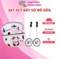 ราคา ชามเซรามิกนมวัว ชุดรวมชามเซรามิก2ชิ้นและช้อนเซรามิก2ชิ้น-ชามข้าวน่ารักสําหรับเด็กทารก (28981215387)