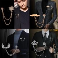 ราคา เข็มกลัดผู้ชาย Cross Heart Chain Badge Crown Suit Corsage Pin Badge เครื่องประดับแฟชั่น (44166412425)