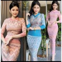 ราคา S-XL ชุดไทยจิตรลดาแขนยาว ทรงสวย เข้ารูป พิมพ์ลาย ผ้าอัดกาว ชุดไทยใส่ออกงาน ชุดพิธีการ ชุดใส่งานบุญ (29453349307)