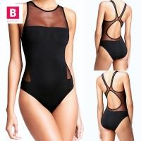 ราคา BikiniFC (M-2XL) SB203 ชุดว่ายน้ำแฟชั่น วันพีซสีดำ อกซีทรู โชว์หลังสุดเซ็กซี่ กระชับหุ่นสวย (12691151594)