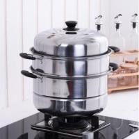ราคา Stainless steel steamer 4081 ซึ้งหม้อนึ่งอเนกประสงค์ ซึ้งสแตนเลส แบบฝาใส3ชั้น 28CM หม้อนึ่ง หม้อสุกี้ หรือหม้อสุกี้3in1 (16136505287)