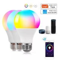 ราคา หลอดไฟอัจฉริยะ Tuya e27 led หลอดไฟอัจฉริยะ 10W 15W หลอดไฟ RGB ควบคุมด้วยเสียง Alexa Google Home (40000914463)