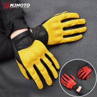 ราคา Mjoto รถจักรยานยนต์ถุงมือหนังแท้ฤดูใบไม้ผลิฤดูร้อน Perforated Breathable Shock-proof Retro หนังแกะถุงมือขี่จักรยานหน้าจอสัมผัส MJ-ICON10 (22233415091)