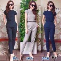 ราคา ชุดเซ็ท2ชิ้นสำหรับสาวอวบ (เสื้อ + กางเกงขายาว) (280842525)