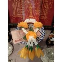 ราคา พวงมาลัยไหว้พระ มาลัยไหว้ตาไข่ มาลัยดาวเรืองดอกพุดจำปีสีส้มทอง สวยสีสด (7597791881)