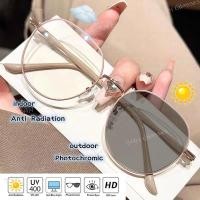 ราคา แว่นตากลมเปลี่ยนสีแบบยูนิเซ็กซ์ ขนาดใหญ่ กรอบโลหะ เลนส์เปลี่ยนได้ (43817320717)