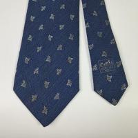 ราคา เนคไทมือสองHermes Men's Tie Wool Blend Leaf Design Blue Made in France (43963947311)