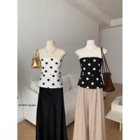 ราคา ส่งต่อ มือสอง . เสื้อเกาะอก ผ้าลายจุด size M สีขาว (41668924449)