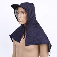ราคา Lace-Up Sun หมวกเสื้อสวมหัวคอป้องกันสถานที่ก่อสร้างคุ้มครองแรงงาน Drawstring Head Protector Denim Sha (45950755263)