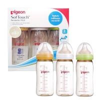 ราคา ขวดนม pigeon สีชาคอกว้าง PPSU 8 ออนซ์ แพ็ค 3 จุกนมเสมือนนมมารดา (21637498902)