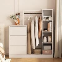 ราคา ตู้เสื้อผ้ามินิมอล พร้อมชั้นวาง ราวแขวนผ้า มีลิ้นชัก 3 ลิ้นชัก ตู้เสื้อผ้าไม้ แข็งแรง ชั้นวางเสื้อผ้าอเนกประสงค์สำ (56850247330)