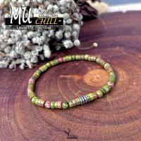 ราคา สร้อยข้อมือหิน " ยูนาไคต์ หรือ หินถูกหวย " แท้ 100% กำไลหินนำโชค ขนาด 4mm ทรงลูกปัดโบราณ (16225414443)