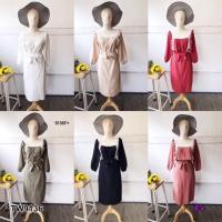 ราคา PE9136 Set 2 ชิ้น เสื้อครอปคอเหลี่ยมแต่งลูกไม้ฉลุ แขนยาว ผ้าฝ้าย + กระโปรงยาวทรงสอบ เอวยืดสม็อคหลัง (5322052492)