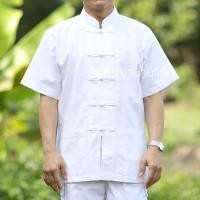 ราคา เสื้อผ้าฝ้ายคอจีน กระดุมจีน สีขาว แขนสั้น (8068414213)