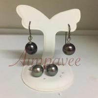 ราคา ต่างหูไข่มุกเซ้าท์ซีสีดำ,size10-12mm,ตัวเรือนเงินแท้แบบก้านขอเกี่ยวและติดก้าน(South Sea Pearl Earring) (795942381)