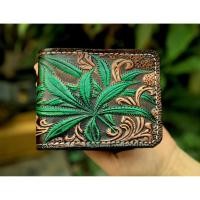 ราคา กระเป๋าสตางค์หนังแท้ ตอกลายใบสั้น (6688498090)