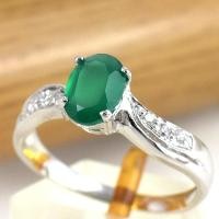 ราคา SKJewelryFactory แหวนเงินแท้ ฝังพลอยกรีนะเกทแท้ สีเขียวมรกตและเพชร ER01555-GAG (6964045126)