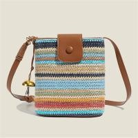 ราคา กระเป๋าสานสะพายข้างสีรุ้งแบบถังฟาง (41569186361)