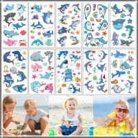 ราคา ❣️10แผ่น/ชุด การ์ตูน ปลาฉลาม ชุด 01 สติ๊กเกอร์รอยสักชั่วคราว❣️รอยสักกันน้ําสําหรับแขนเซ็กซี่กระดูกไหปลาร้าร่างกายศิลปะมือเท้า (48850261166)