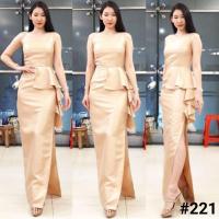 ราคา ชุดออกงาน/ชุดไปงานแต่งงานสีทอง ไหล่เฉียง เอวระบาย กรโปรงยาวทรงสอบ (6937238859)