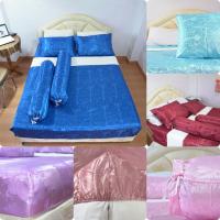 ราคา ชุดผ้าปูที่นอนผ้าแพร ผ้าลื่นเย็นสบาย มียางรัดมุม (23829944328)