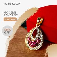 ราคา Inspire Jewelry จี้พลอยทับทิมรูปดอกไม้ประดับเพชร cz (14843868673)