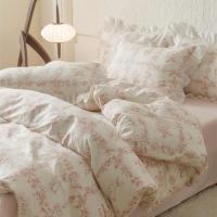 ราคา 60 นับลูกไม้ลูกไม้ผ้าฝ้ายผ้านวมชุดสี่ชิ้น girly heart แผ่นผ้าปูที่นอน 100 ดอกไม้เจ้าหญิง (24332082416)