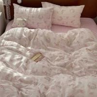 ราคา ชุดเครื่องนอนห้องนอน 4 ชิ้น ดีไซน์น่ารักลายลูกแมวสีชมพู ทำมือจากผ้าฝ้ายคุณภาพสูง (43922464190)