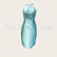 ราคา ชุดออกงาน ชุดไปงานแต่ง ชุดราตรีสั้น เดรสสั้น คล้องคอ เว้าหลัง สีเขียวมิ้น สีเขียวอ่อน สีพาสเทล มือสอง (1761599962)