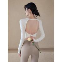 ราคา Cutout Back Yoga Long Sleeve Nude Fitness Running T-Shirt With Brothers Workout Top (24284123387)