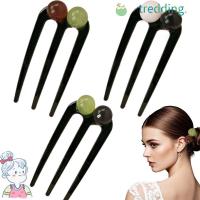 ราคา TREDDING491 ปิ่นปักผมรูปตัว U, เครื่องประดับผมลูกปัดสามฟัน, ยางรัดผมแผ่นลูกชิ้นพลาสติกวินเทจที่ทนทาน (54950225272)