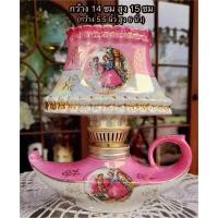 ราคา เก็บเก่า ตะเกียงน้ำมันเนื้อกระเบื้อง ลิโมจส์ Antique French Limoges Hand Painted Mini Oil Lamp Porcelain (18266536686)