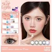ราคา Starlens คอนแทคเลนส์ 10 ชิ้น /5 คู่ คอนแทคเลนส์รายวัน เลนส์สีม่วง DIA14.2-14.5 มม. ตาโต เลนส์สายตาสั้น (0.0~-8.0) (27203584376)