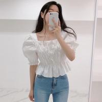 ราคา ❄️มือ1❄️เสื้อครอปสีขาว สม็อคทั้งตัว แขนตุ๊กตา❄️ (5445912605)