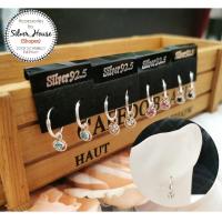 ราคา ต่างหูเงินแท้ 92.5% ห่วงกลมห้อยเพชรczรูปดาวล้อมวงกลม มีสีขาว/ชมพู/ฟ้า/น้ำเงิน/ดำ (961112371)