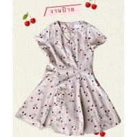 ราคา งานป้าย !!! เดรสสั้นสีชมพู ลายเชอร์รี่ แบรนด์ La Mignonne (19495028455)
