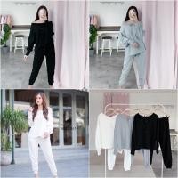 ราคา Warm Set ชุดวอร์มสีพื้น เสื้อแขนยาว+กางเกงเอวสม๊อคขาจั้ม Pantone.official (6563581153)