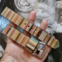 ราคา สายนาฬิกา 20 mm.ตัดจากกระเป๋ามือสอง Paul Smith ของแท้ งาน Handmade เรียบหรู แถมสปริงบาร์ ใส่กับนาฬิกา smart watchได้ (18187070440)