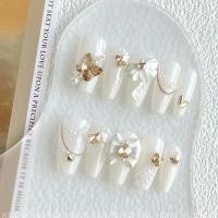 ราคา ศิลปะเล็บเจ้าสาวทำมือแบบกำหนดเอง สีขาวบริสุทธิ์ เรียบง่าย ประณีต ศิลปะเล็บโบว์ชาแนลเล็กๆ (27933862426)