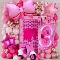 ราคา ตุ๊กตาบาร์บี้ธีมบอลลูนพวงมาลัยโค้งชุดสีชมพูตุ๊กตาบาร์บี้เจ้าหญิงสาวตกแต่งงานเลี้ยงวันเกิด (41923038563)