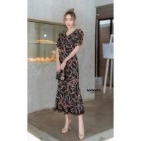 ราคา เดรสยาว versace ทรงเข้ารูปลายโซ่ versace สวยมากปลายกระโปรงแต่งระบาย มือ1 ป้าย ANANYA (19935106860)