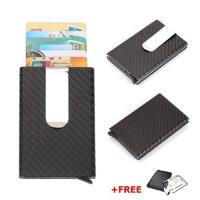ราคา RFID Slim Carbon Fiber Credit Card Holder Case Non-scan Metal Simple Wallet (22068925034)