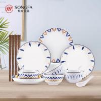 ราคา Songfa Porcelain underglaze สี 16 ชิ้นเซรามิคชุดชามและจานผสมครัวเรือนชามข้าวและจานสำหรับขายส่ง (25333124811)