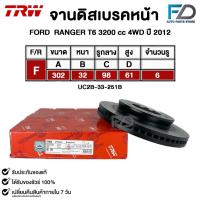 ราคา TRW จานดิสเบรคหน้า FORD RANGER T6 3200 cc 4WD ปี 2012 ฟอร์ด เรนเจอร์ รหัส DF8044S (UC2B-33-251B) (25221728036)