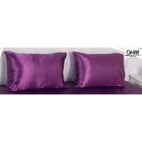 ราคา OHM ปลอกหมอนหนุน ผ้าเครปซาติน 220 เส้น (แพคคู่) สีม่วงเปลือกมังคุด (904879197)
