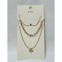 ราคา สร้อยคอสีทอง2เส้น 2เลเยอร์ จี้แมลงปอ (12303089329)