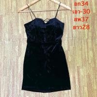 ราคา เดรสสายเดี่ยวสีดำกำมะหยี่ (กระโปรงสั้น) (24504885525)
