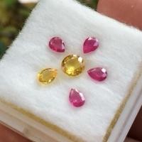 ราคา (หวานๆ วาเลนไทน์ พิเศษ 990) บุษราคัม ทับทิม พลอยแท้ 6 เม็ด 1.23 กะรัต แซฟไฟร์เนื้อแข็ง ไฟดี สีจัด เล่นไฟวิบวับ (28915618042)